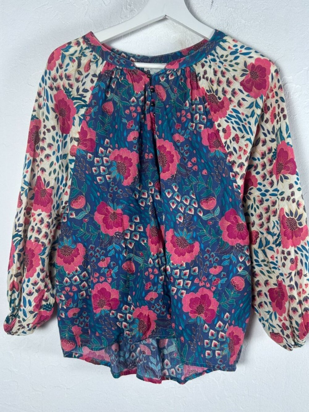 Sundance Womens Dream Keeper V-Neck Floral Long Sleeves Blouse Top PL Boho NWOT